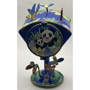 Kelvin Chen Miniature Mailbox Stamp Dispenser Panda Design Enameled & Brass Gift